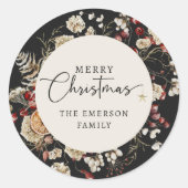 Autocollant de Noël à la verdure noire (Devant)