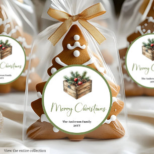 Autocollant de Noël à l'aquarelle Bohème Terreuse