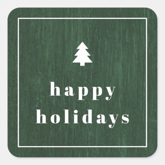 Autocollant de Noël à motif bois rustique vert (Devant)