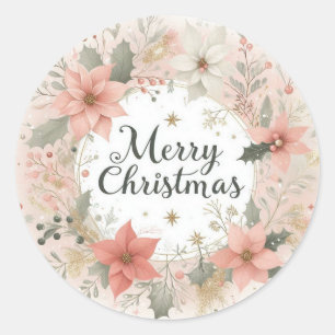 Autocollant de Noël à motif floral doux