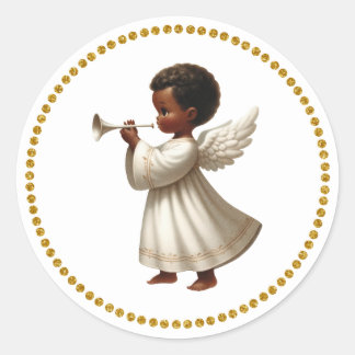 Autocollant de Noël Ange Africain-Américain