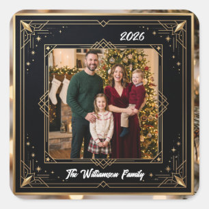 Autocollant de Noël avec photo de famille dans un