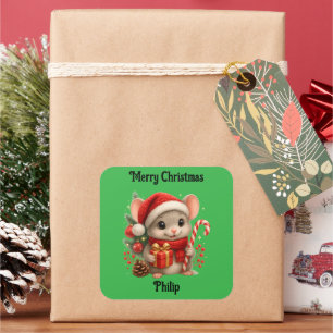 autocollant de Noël avec une souris mignonne