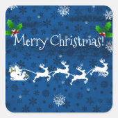 Autocollant de Noël bleu Père Noël (Devant)