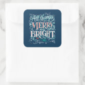 Autocollant de Noël Blue All Things Merry & Bright (Sac)