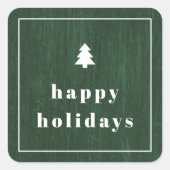 Autocollant de Noël Bois Rustique Vert Grain de Bo (Devant)
