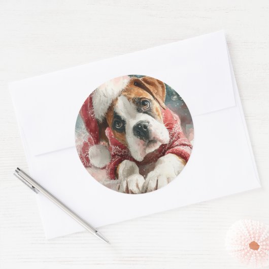 Autocollant de Noël Boxer Round Round (Enveloppe)
