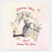 Autocollant de Noël Chat Festif - Couronne et floc (Devant)