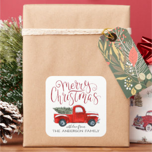 Autocollant de Noël coordonné - Camion Rouge Vinta