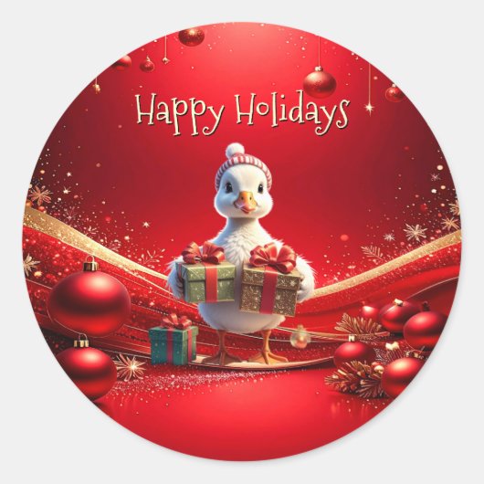 Autocollant de Noël de canard mignon (Devant)