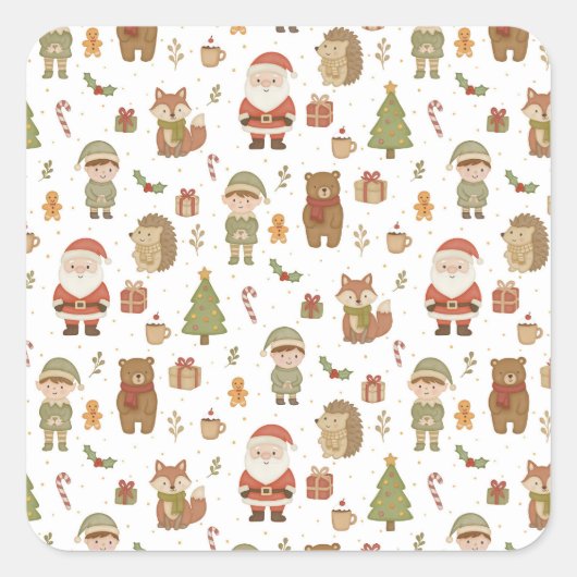 Autocollant de Noël de forêt dessiné à la main (Devant)