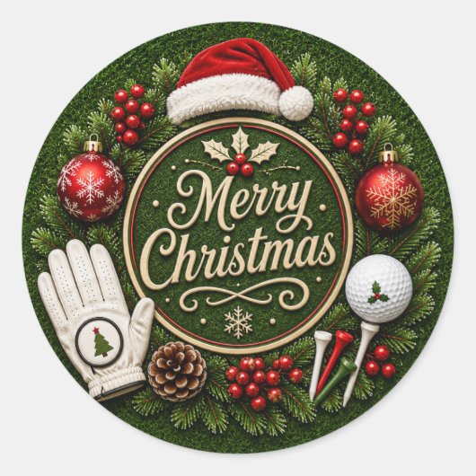Autocollant de Noël de golf (Devant)