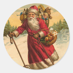 Autocollant de Noël de Père Noël de ski