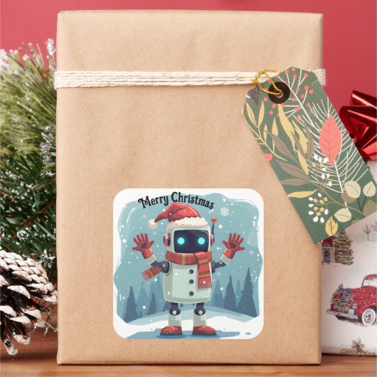Autocollant de Noël de robot mignon (vacances)