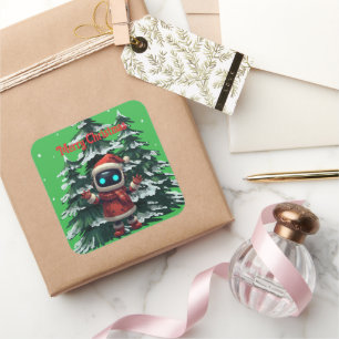 Autocollant de Noël de robot mignon de vacances