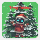 Autocollant de Noël de robot mignon de vacances (Devant)