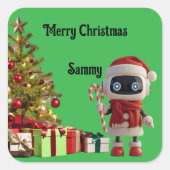 Autocollant de Noël de robot mignon de vacances (Devant)