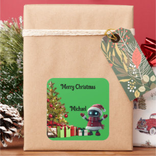 Autocollant de Noël de robot mignon de vacances