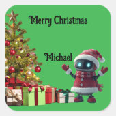 Autocollant de Noël de robot mignon de vacances (Devant)