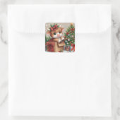 Autocollant de Noël de vache des Highlands mignon (Sac)