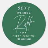 Autocollant de Noël drôle Ça a été une année diffi (Devant)