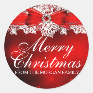 Autocollant de Noël élégant dentelle et nœud