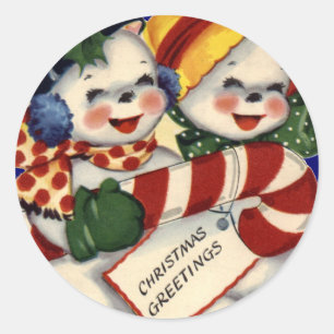Autocollant de Noël en couple de neige Vintage KRW
