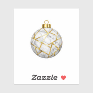 Autocollant de Noël en marbre blanc et or de luxe