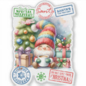 Autocollant de Noël festif représentant un elfe jo (Devant)