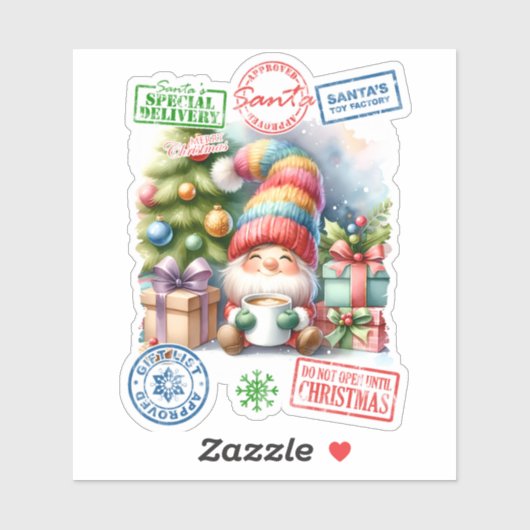 Autocollant de Noël festif représentant un elfe jo (Feuille)