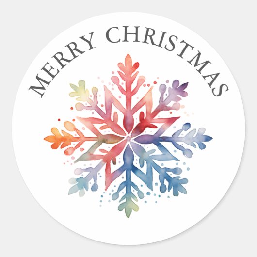 Autocollant de Noël flocon de neige aquarelle (Devant)