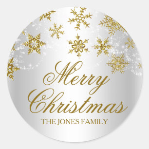 Autocollant de Noël flocon de neige or et argent
