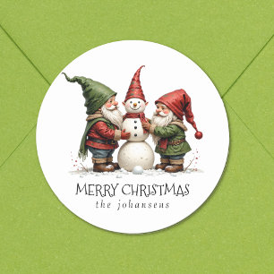 Autocollant de Noël joyeux Gnomes Bonhomme de neig
