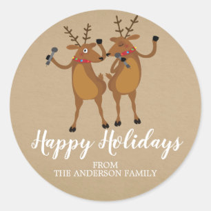 Autocollant de Noël Kraft Dancing Reindeer