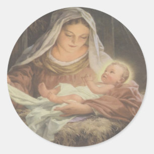 AUTOCOLLANT DE NOËL - MÈRE MARY ET BÉBÉ JÉSUS