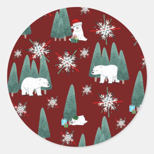 Autocollant de Noël Ours Polaire (Devant)