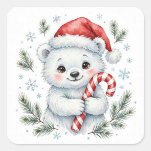 Autocollant de Noël Ourson Polaire Bonhomme de Nei