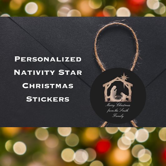 Autocollant de Noël personnalisé Nativité Star