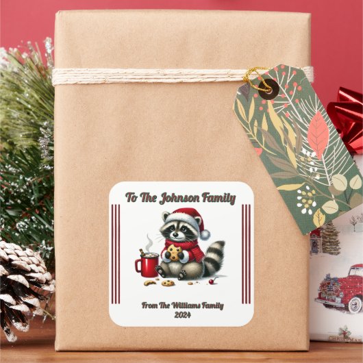 Autocollant de Noël Raccoon (vacances)