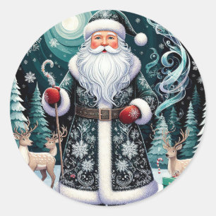 Autocollant de Noël scène hivernale traditionnelle
