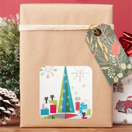 Autocollant de Noël vintage rétro (vacances)