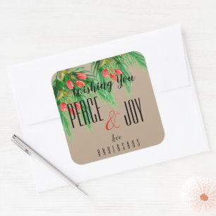 Autocollant de Noël Vintage Rustique Paix et Joie