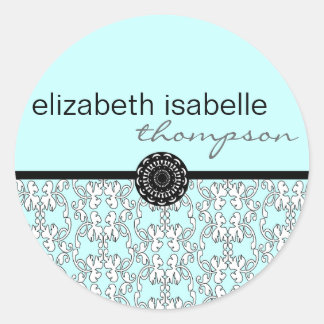 Autocollant de nom baroque Turquoise