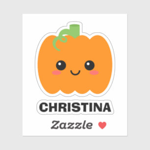Autocollant de nom citrouille mignonne, décorez vo