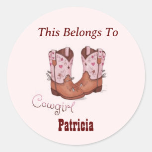 Autocollant de nom de cowgirl personnalisé - Botte