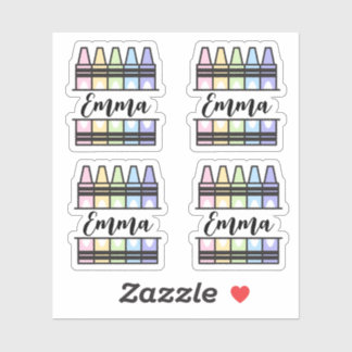 Autocollant de nom de crayon coloré personnalisé