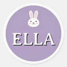 Autocollant de nom de lapin personnalisé – Design 