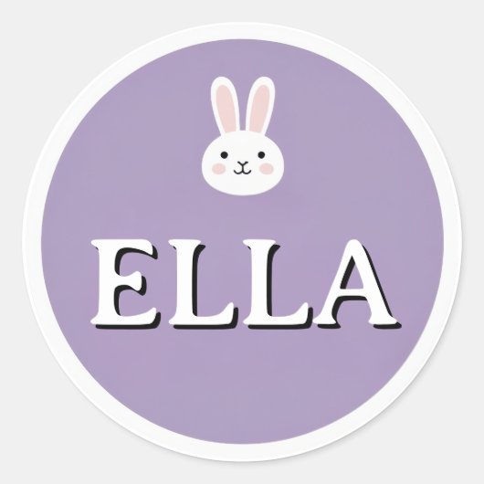 Autocollant de nom de lapin personnalisé – Design (Devant)