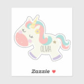 Autocollant de nom de licorne pastel (Feuille)