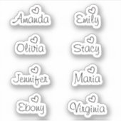 Autocollant de nom de script de cœur de signature  (Devant)